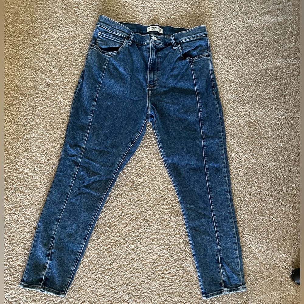 High Rise Super Skinny Ankle Jeans - 32/14 Short - medium Acid Wash - 32S